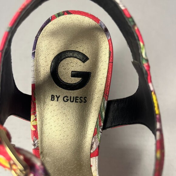 Womens G by GUESS Cenikka Platform Ankle Strap Sandals - 8 1/5  Red Multi - Picture 8 of 9
